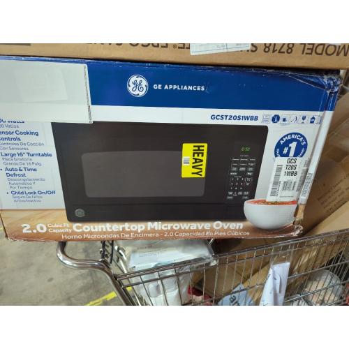 GE Countertop Microwave Oven, 1,200-watt Capacity, 2.0 Cubic Ft., 8 Auto Setting Cooking Settings, Child-Lock Technology, Kitchen Essentials for the Countertop, Dorm Room or Apartment, Black