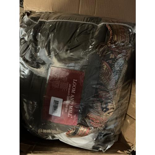 Loom and Mill 9-Piece Jacquard Comforter Sets Queen, Classic Paisley Design Bed in a Bag, Luxury Vintage Damask Bedding Set with Euro Shams, Bedskirt, Filled Decorative Pillow for Home(Queen)