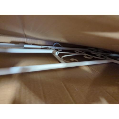 Metal Free Standing Adjustable Display Stand Scroll Easel with Chain Support, White Easel Stand for Sign, Wedding, Picture Frame. (No Installation Required)