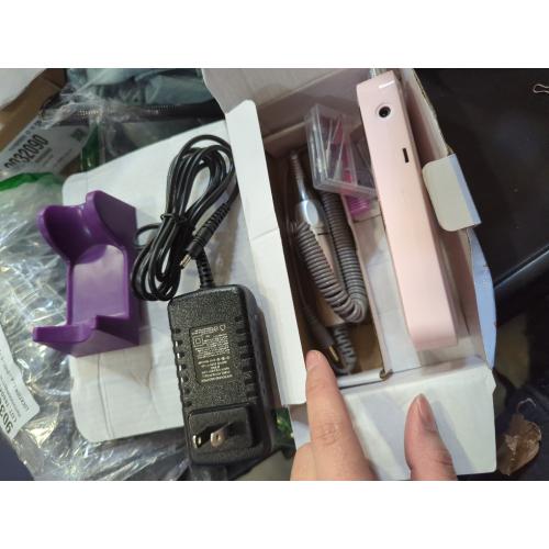 Portable Nail Drill Professional 35000 RPM, MOCOWIND Rechargeable Electric Nail File Machine E File for Acrylic Gel Polishing Removing, Cordless E-File with Bits Kit for Manicure Salon Home, Pink