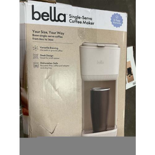 BELLA Single Serve Coffee Maker, K Cup & Coffee Ground Compatible with Removable, Adjustable Drip Tray, Auto Shutoff & Reusable Dishwasher Safe Accessories, Brews 6oz to 14oz, 1000 Watt, Oatmilk
