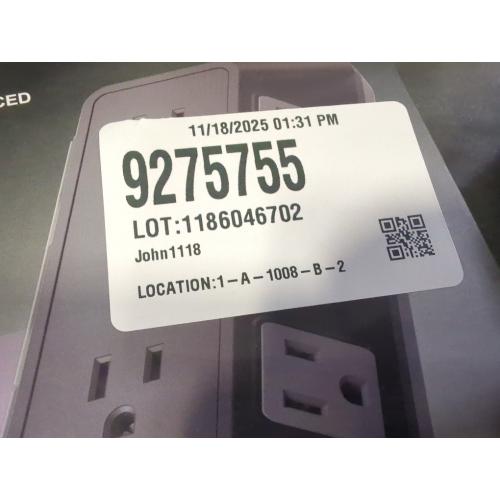 Size 8 ft GE 12-Outlet Surge Protector 3540J 8' Braided Cord Black/Gray: Extension Cord, Outlet Extender, Multiple Plug-in Outlets