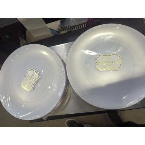 Silver Spoons Opulence Collection Modern White Disposable Plastic Dinner Plates - (Pack of 20) - Perfect for Weddings, Parties & Special Events