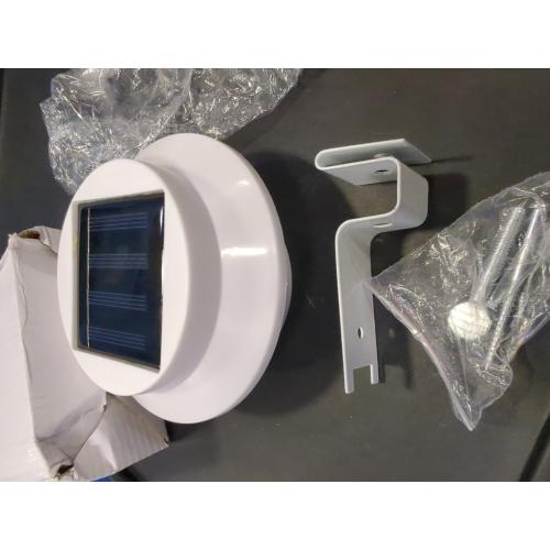 Solar Powered LED Gutter Lights 3 LED Deck Gutter Solar Lights Outdoor Waterproof LED Garden Yard Wall Lamp with Bracket for Fence Wall Stair Step Landscape Pathway, White Night Utility Security Light