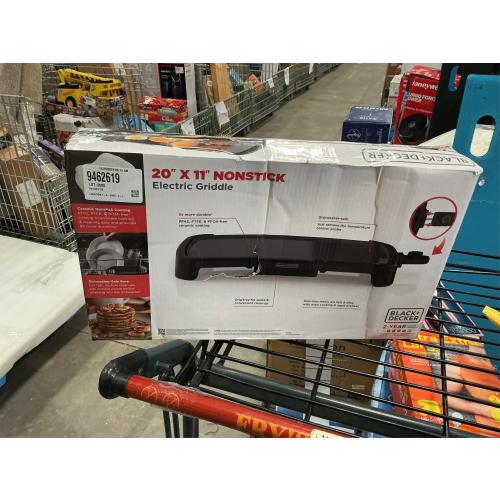 BLACK DECKER 20 Family-Sized Cast Iron Electric Griddle Black: Nonstick, Tabletop, Temperature Control, 1500W