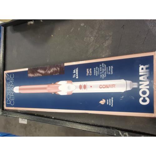 Conair Double Ceramic 3/4-Inch Curling Iron, ¾-Inch Barrel Creates Tight Curls, Hair Curler for Use on Short, Medium, and Long Hair, White