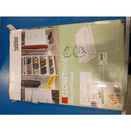 ClosetMaid Modular Storage Angled Shelves, Wood Closet Organizer Adjustable, Stacking, Full Backer, Decorative Trim, White, Shoe Shelf Unit