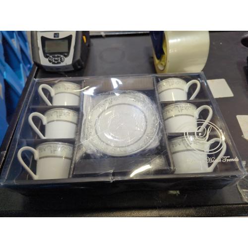 6Pc 2oz Silver Lorren Home Trends Juliette-6 Espresso or Demitasse Cups, Silver., Holds 2 Ounces