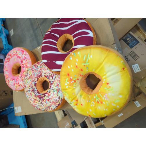4 Pcs Donut Pillow 3D Digital Print Round Throw Pillow 16 Inches Donut Seat Back Stuffed Cushion Funny Decorative Soft Plush Food Stuffed Decor Seat Pad Cushion for Couch Chair Floor Sofa, 4 Styles