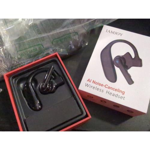 Bluetooth Headset Dual-Mic V5.4 Wireless Bluetooth Earpiece Noise Canceling Hands-Free Headphones 14 Hours Talking Time 140H Standby for Cell Phones iPhone Android Trucker,Office,Driving,Business