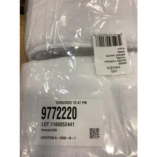 Haven Turkish Cotton Hand Towel in Bright White 6 pack