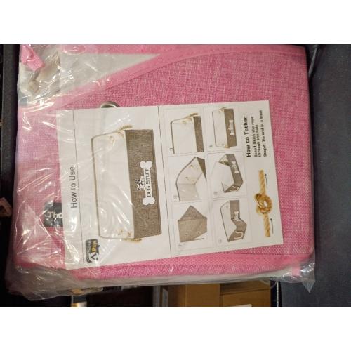 Collapsible Fabric Dog Toy Box and Storage Bin With Handle - Trapezoid Basket Chest Organizer for Pet Toys, Blankets and Accessories, Pink