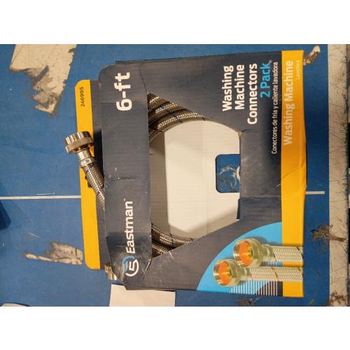 EASTMAN 2-Pack 6-ft 3/4-in FHT Inlet x 3/4-in FHT Outlet Stainless Steel Washing Machine Connector