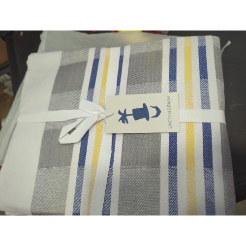 Lincoln & Palm Natural Cotton Tea Towels, 27 x 19, Set of 6 Herringbone Kitchen Dish Towels, Flour Sack Flat Woven for Drying Dishes, Hands, or Bread Proofing, Striped, Patterned Designs (Light Gray)