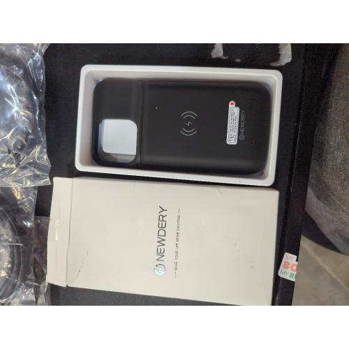 NEWDERY Battery Case for iPhone 14 Pro Max,14 Plus 10000mAh,Qi Wireless Charging,Wired Headset,Sync-Data Supported, Rechargeable Charger Cover for iPhone 14/13/12 Pro Max/14 Plus Black