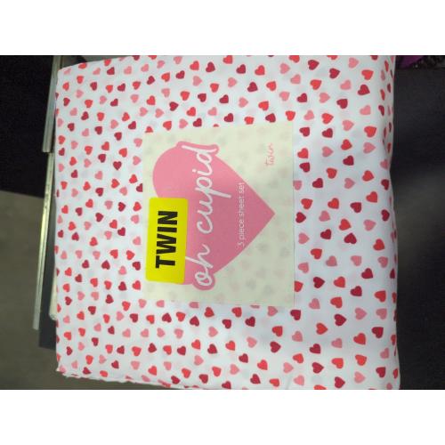 Oh Cupid Twin 3pc Sheet Set Heart Pattern