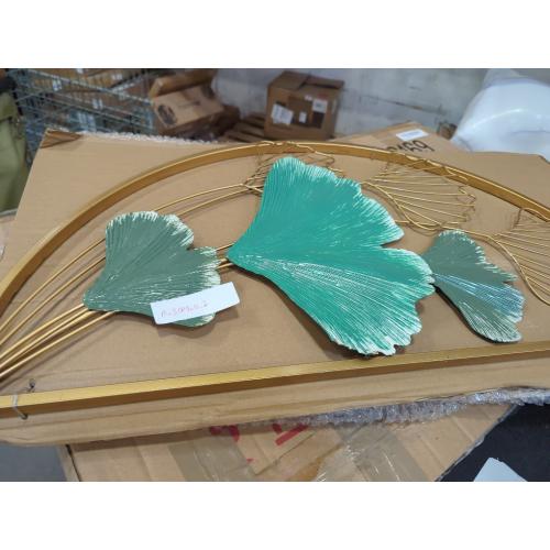 Adeco Metal Ginkgo Leaves Wall Decor Set of 2 Half Moon Wall Sculpture