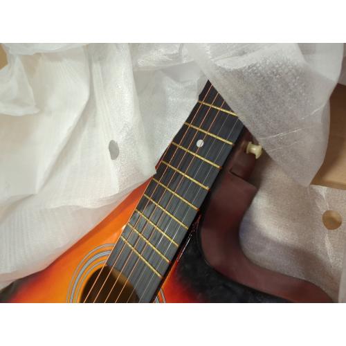 Guitar Acoustic Guitar Bedroom Beginner Family Teaching Fingerstyle Folk Performance 38-inch Portable Solid Wood Beginner Acoustic Guitar Starter Package Student G (Orange Long)