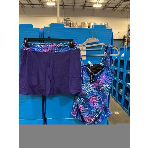 LARGE Womens Two Piece Tankini Bathing Suits with Skirt Tummy Control Swimsuits Ladies Swimwear