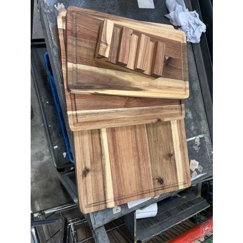 Acacia Wood Cutting Board for Kitchen, Non-Toxic Cutting Board Set of 3, Chopping Boards with Deep Juice Groove for Meat, Cheese & Vegetables - Durable & Double sided with serving Compartments