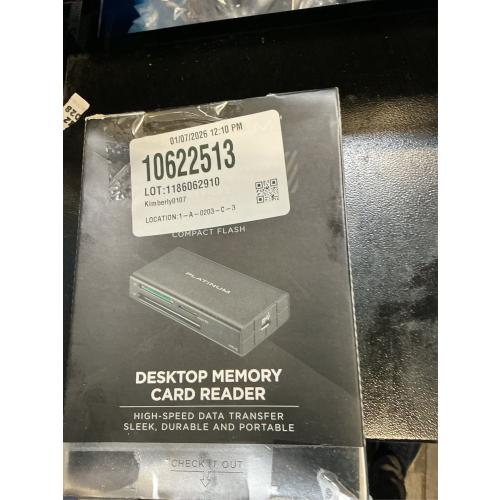 Platinum - USB 3.2 Gen 1 SD, MicroSD, CF 3 Slot Memory Card Reader - Black