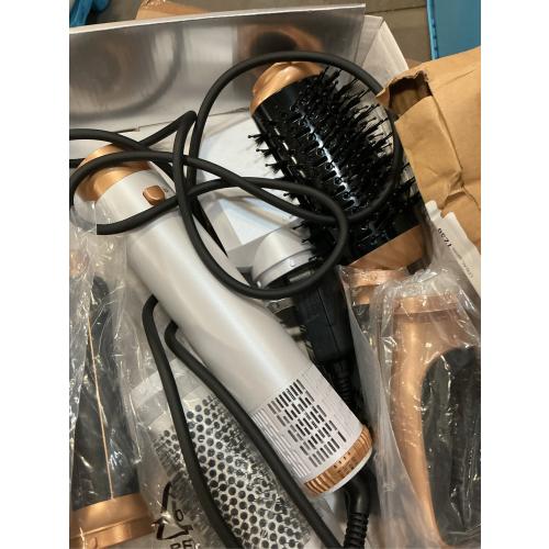 Ukliss 6 in 1 Blow Dryer Brush,Hair Dryer Brush with Ionic Technology, Multifunctional Styler Styling Tools, Auto Air Curler for Hair, Fast Styling for Most Hair Types, Safe ALCI Plug (White Gold)