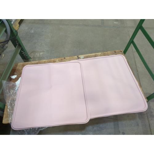 2 pack Silicone Pet Feeding Mat, 26x26 Inch Waterproof Dog Bowl Mat – Non-Slip, Machine Washable, Thin 0.23 Inch Edge for Messy Eaters, Protects Hardwood & Tile Floors, Pink