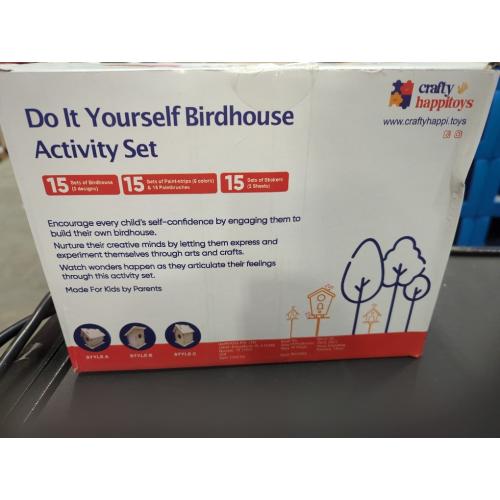 Birdhouse Kit - 15 Unfinished Wood Bird Houses for Children to Paint - Wood Craft Project Kits for Kids - Wooden Arts & Craft for Girls & Boys
