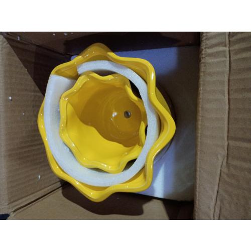 6 in. and 8 in. Yellow Ceramic Round Fluted Decorative Pots (Set of 2)