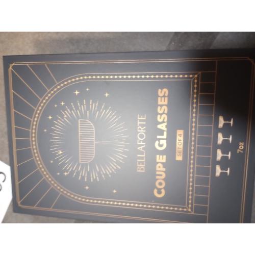 BELLAFORTE Champagne Coupe Glasses, Espresso Martini Glasses | Set of 4 | 7 oz Classic Cocktail Glasses, Fluted Glassware Crystal with Stem for Manhattan, Cosmopolitan in Premium Gift Box