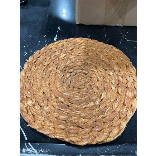 Brown Woven Placemats Round Set of 10 Natural Water Hyacinth Weave Placemat for Dining Table