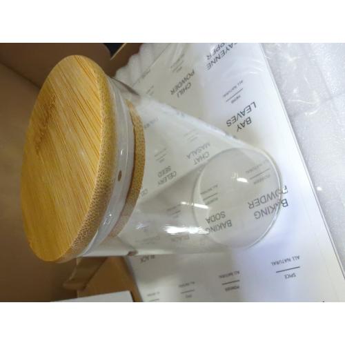 12 Pcs Glass Spice Jars with Bamboo Airtight Lids and 191 Labels - 8.5oz Small Food Storage Containers for Kitchen, Seasoning, Coffee, Herb - Spoon and Marker Included