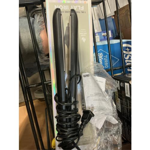 Infiniti PRO CONAIR Tourmaline Ceramic 1 Inch Flat Iron Hair Straightener, 1-Inch Flat Iron to Straighten or Curl, 5 Heat Settings, for All Hair Types and Textures, Dark Grey