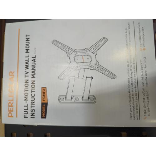 Black Perlegear Full Motion TV Mount for Most 26–65 inch Flat or Curved TVs up to 82 lbs, Wall Mount TV Bracket with Articulating Arms, Tool-Free Tilt, Swivel, Extension, Max VESA 400x400mm, PGMF3