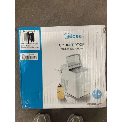 Midea MERI26B1AGY Countertop Bullet-Ice Maker, 8 Ice Bullets Ready in 6 Minutes, 26lbs/24H, Self-Cleaning Function with Ice Scoop and Basket for Home/Office/RV