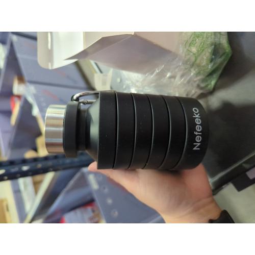 Nefeeko Collapsible Water Bottle, Reuseable BPA Free Silicone Foldable Water Bottles for Travel Gym Camping Hiking, Portable Leak Proof Sports Water Bottle with Carabiner