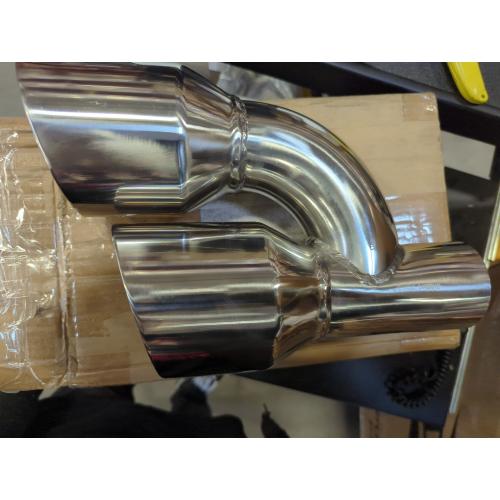 Exhaust Tip 2.5" Inlet Brand New Staggered 4" Outlet Slant Cut Dual Twin Round