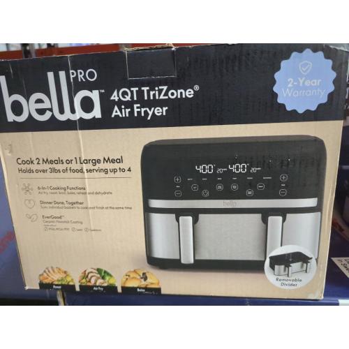 Black and Silver 4-qt. TriZone Touchscreen Air Fryer with Dual Flex Basket, Stainless Steel