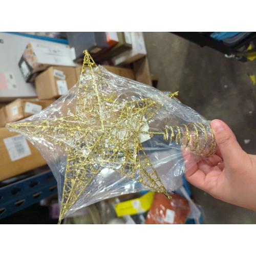 Christmas Tree Toppers Xmas Glitter Gold Hollow Star Treetop Topper for Christmas Tree Decoration. 1