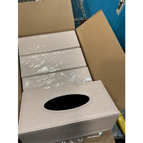 4 Pack Tissue Box Cover Rectangle, Linen Tissue Box with Magnetic Bottom, Napkin Facial Tissues Holder Dispenser, Decorative Tissue Holder for Bathroom Toilet Bedroom Living Room Office, Beige