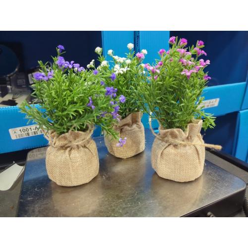 Velener Babys Breath Artificial Flowers in Small Burlap Bag Vases 3Pcs -Gypsophila Faux Flowers Farmhouse Home Coffee Table Bookshelf Office Desk Decorations Kitchen Dining Room Fake Plants Indoor