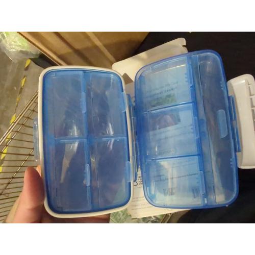 Travel Pill Organizer Large Portable Medication Organizer, Fullicon Oversize 8 Compartment Pill Box, Vitamin Travel Case Pill Holder - Airtight & Moistureproof (Blue)