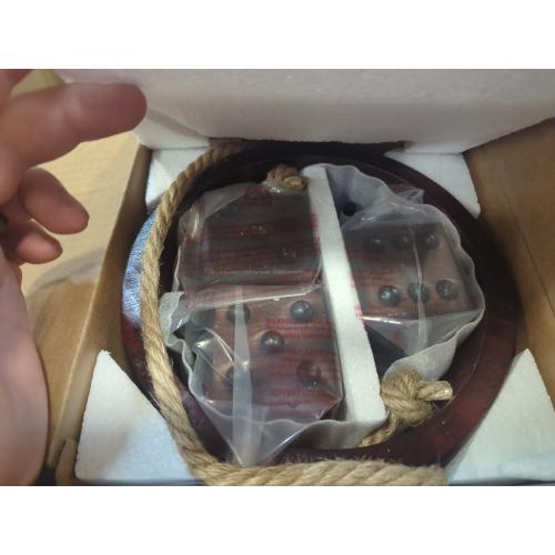 Yardzee, Farkle & 20  Games - Light-Weight Yard Dice Game Set (All Weather) with Wood Bucket, 5 Score Cards, and Marker