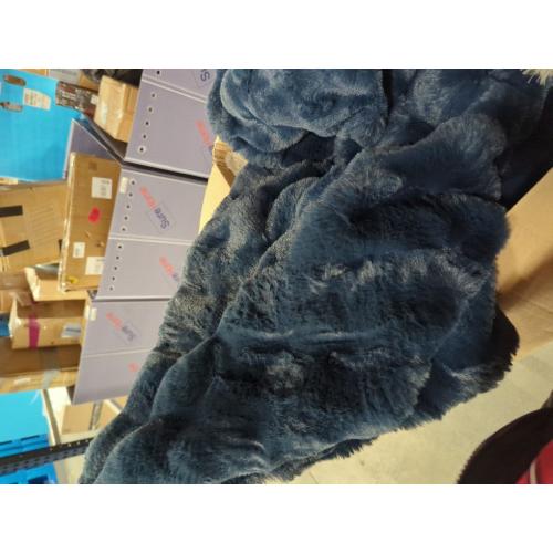 Ultra Soft Cozy Faux Fur Throw Blanket, Fuzzy Plush Thick Bubble Blanket, Oversize Luxury Fluffy Blanket for Couch, Bed, and Living Room, 60x80 Inches, Blue