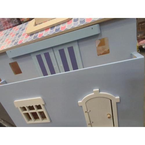 DIY Wooden Dollhouse with 3 Sticker Sheets – Create 2 Styles (White & Pink), Foldable Design with Portable Handle & Metal Lock, 4 Rooms, 16 pcs Furniture, 2 Dolls, Gift for Kids Ages 3
