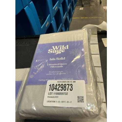 Wild Sage Brushed Cotton Percale 300-Thread-Count Standard/Queen Pillowcase in Lunar Rock