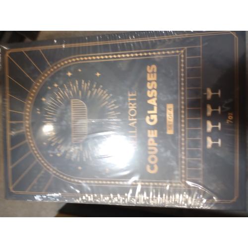 BELLAFORTE Champagne Coupe Glasses, Espresso Martini Glasses | Set of 4 | 7 oz Classic Cocktail Glasses, Fluted Glassware Crystal with Stem for Manhattan, Cosmopolitan in Premium Gift Box