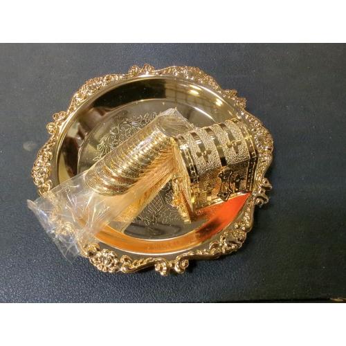 NH 24K Gold Plated Wedding Unity Coins with Tray and Treasure Box, Classic Arras Ceremony Souvenirs, Beautiful Gift Set Marriage Matrimoniales (San Benito)