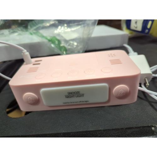 Cadmos 110dB Extra Loud Alarm Clock for Heavy Sleepers Adults, Cute Birthday Gift for Girls Teens Women, RGB Digital Clock with 7 Color Night Light, USB Charger, Bedside Clocks for Kids(Pink RGB)