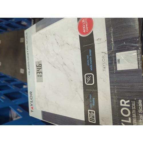 Taylor Digital Glass Marble Bathroom Scale, Scale for Body Weight, Highly Accurate Digital Bathroom Weighing Machine, Battery Powered, FSA HSA Eligible, Measures Weight up to 400 lb Capacity, White